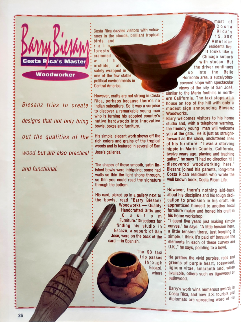 1993 Guide Magazine Barry Biesanz master woodworker page 1
