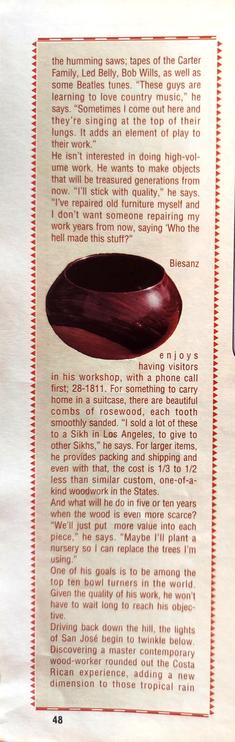 1993 Guide Magazine Barry Biesanz master woodworker page 3