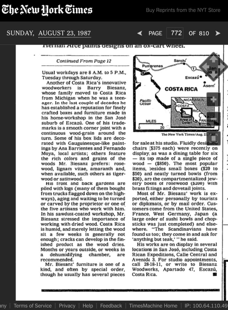 Barry Biesanz New York Times Aug 23 1987