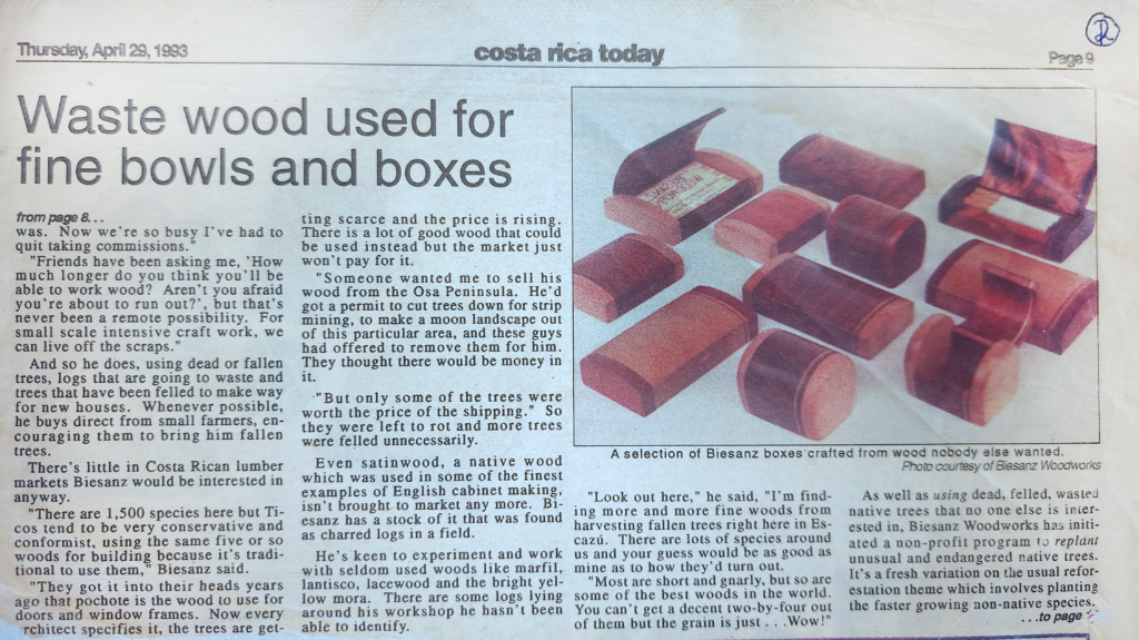 Costa Rica Today Waste wood used for fine bowls and boxes